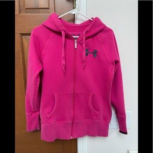 Under Armour Storm fuscia pink zip up hooded jacket